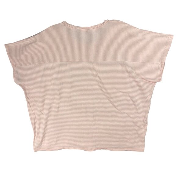 Lauren Ralph Lauren Top Womens XL Pink & White Striped Short-Sleeve Lightweight - Picture 2 of 9